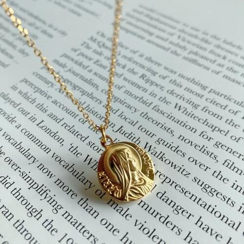 Amaiyllis 925 Sterling Silver Virgin Mary Minimalist Clavicle Necklace Boho 18k GoldLong Necklace For Women Collar Jewelry