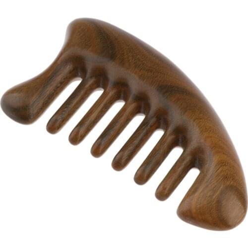 Seamless Handmade Anti-Static Wide Teeth Natural Green Sandalwood Massage Detangling Hair Comb Pocket Size for Travel