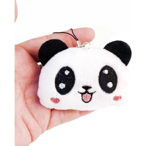 Cute Girls Plush Pompon Smiling Panda Key Chain Women Pompom Emoticons Bear Keychain On Bag Car Trinket Wedding Party Toys Gift