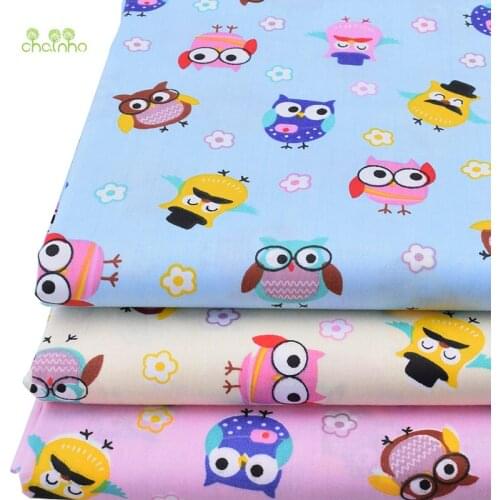 Chainho,New Owl Print Twill Cotton Fabric For DIY Quilting Sewing/Tissue Of Baby&Children/Sheet,Pillow,Cushion,Curtain Material