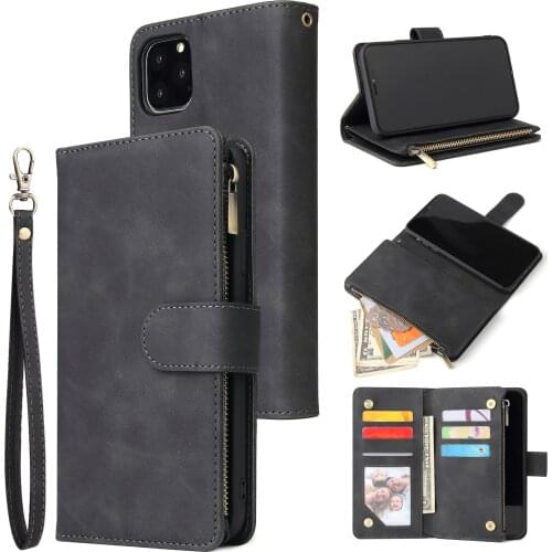 XXx Zipper Leather Case Wallet Flip Phone Bag For iPhone12 Mini 11 Pro Max X XR XS 7 8 Plus Cover With Card Pocket Stand Coque