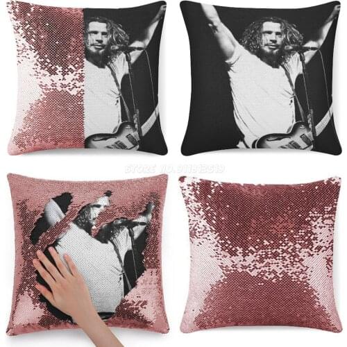 Chris Cornell , Sound Garden , Audioslave Sequin Pillowcase Glitter Pillow Case for Sofa Decorative Party Chris Cornell Sound Ga