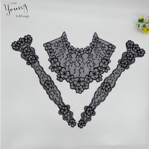 New arrive Black Embroidery Lace Fabric DIY Trim Lace Collar Sewing Craft Supplies Neckline Tulle Clothing Decorate Accessories