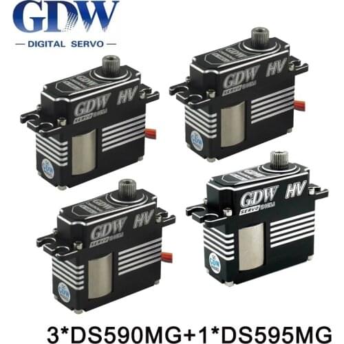GDW Digital Metal Servo 3PCS DS590MG with 1PCS DS595MG Medium Helicopter Parts For 500 52505 Helicopters