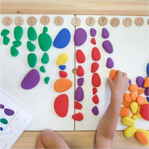 Kids Montessori Rainbow Pebbles Sorting Color Stacking Stones Creative Toys Baby Learning Sensory Educational Toys for Children