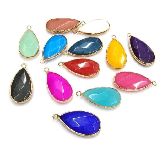 Faceted Crystal Pendants Fashion Natural Semi-precious Stone Charms For Jewelry Making DIY Necklaces Earring Accessories 17x33mm