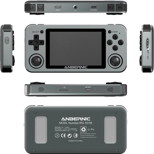 3.5 Inches IPS Screen Retro Game Console RG351M Handheld Metal Shell Portable Game Player Consoles Built-In 2500 Games (64GB)