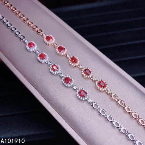 KJJEAXCMY boutique jewelry 925 sterling silver inlaid natural ruby female bracelet support detection popular exquisite