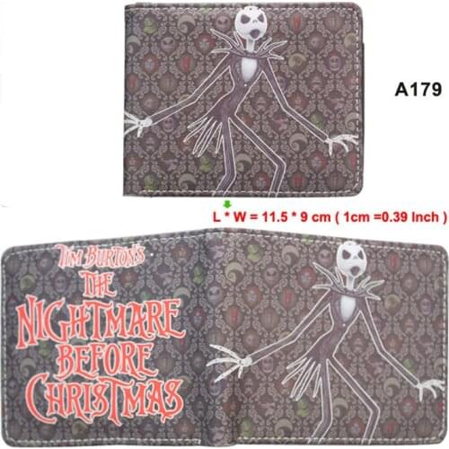 Anime Nightmare Before Christmas Short Leather Wallet Men Women Card Holder Purse Fashion Embossed Gift Money Bag