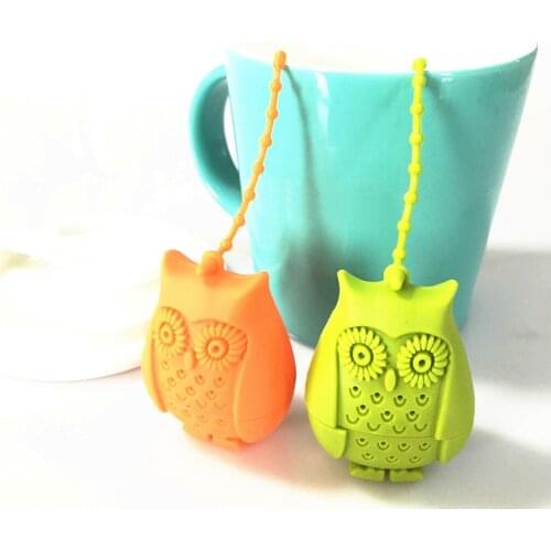 Creative Cute Owl Tea Strainer Tea Bags Food Grade Silicone loose-leaf Tea Infuser Filter Diffuser Fun Cartoon Tea Accessories