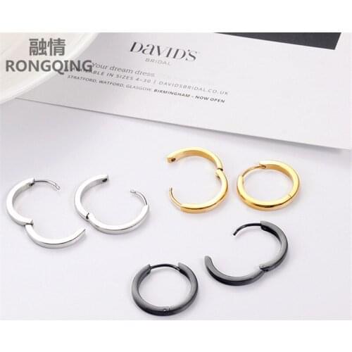 RONGQING 1pair Round Clip Earrings Fashion Jewelry Factory Direct Stainless Steel for Women
