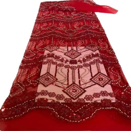 With Sequins a string of beads Lace Fabric High Quality Soft African Net Lace Mesh Fabric French Lace Fabrics For Party DX-265