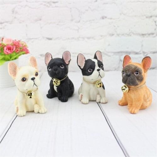 Cute Cartoon Dog Figurine Bulldog Model Animal Crafts Micro Landscape Ornament Home Decor Miniature Accessories Gifts