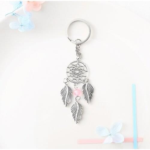 Mini Dream Catchers Car Pendant Decoration Leaves Keychain Dreamcatcher Metal Indian Style Wind Chimes Keyring Craft Girls Gift