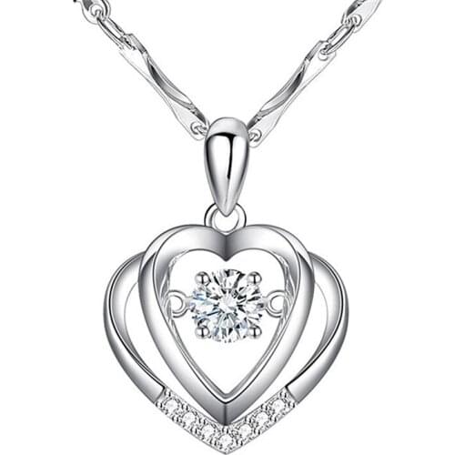 Classic Zircon Heart Pendant Necklace For Women Jewelry Charm Lady Silver 925 Sterling Necklace Girl Clavicle Accessories Choker