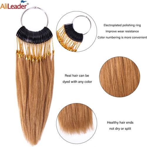 Alileader Black/White/Grey/Brown/Blonde Color Human Hair Color Rings For Extension Salon Hair Design Practice Swatches Rings