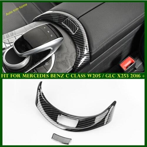 Central Control Armrest Box Switch Panel Cover Trim Carbon Fiber Look Fit For Mercedes Benz C Class W205 / GLC X253 2016 - 2021
