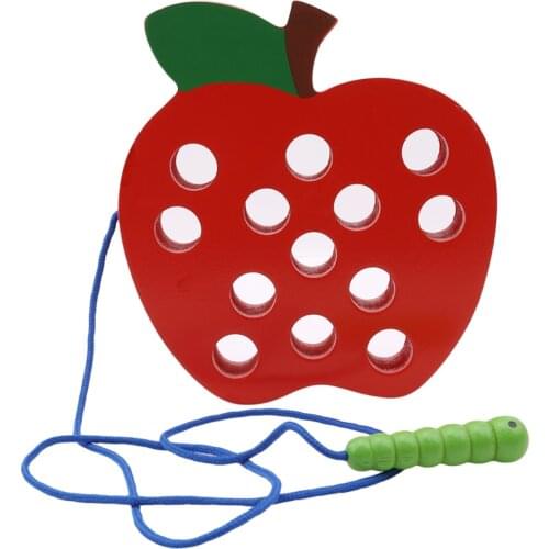 0 12 Months Baby Toy Puzzle Wooden Suitable For Children Wood Learning And Education Neutral Apple Maze Threading childrens Toy