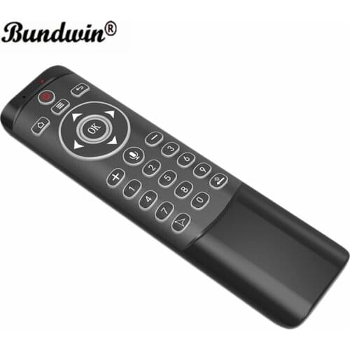 Bundwin MT1 Gyroscope Voice air mouse with Microphone IR Learning Wireless 2.4G remote control for X96 max Android TV BOX