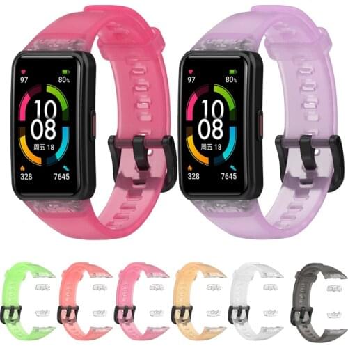 Soft TPU silicone watch straps For Huawei Honor band 6 Transparent watchband Sport Replacement Bracelet for Huawei band 6 strap