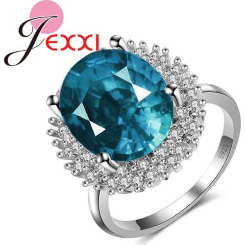 Luxury Female Jewelry Inlay Rhinestone 925 Sterling Silver Rings Multiple Color Available Ladys Finger Rings Gift