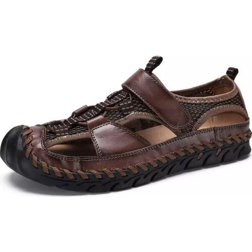 Y07 Genuine Leather Sandals Man Summer Fashion Men Casual Shoes Design Beach Men Shoes Sandals Shoes men Big Size 48