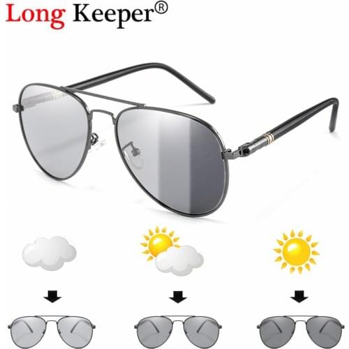 LongKeeper Sunglasses Polarized Photochromic Men Pilot Chameleon Driving Glasses Women Eyeglasses Eyewear Gafas de sol hombre