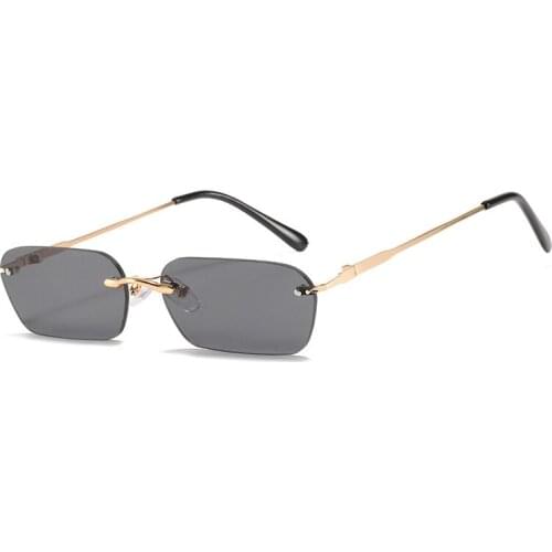 New fashion trend rimless sunglasses rectangular ocean piece personality sunglasses women casual wild street shooting glasses
