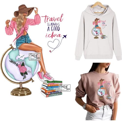 Iron on Patches for Clothing Europe Style Girl Transfer Sticker Patches T-Shirt DIY Fashion Appliques Parches Clothes Stripe