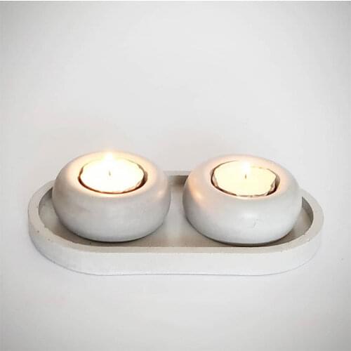 Terrazzo Oval Candle Holder Mold Concrete Candle Tray Silicone Mold Molds for Jewelry Cement Storage Tray