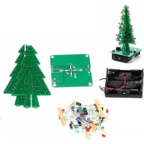 Three-Dimensional 3D Christmas Tree LED DIY Kit Red/Green/Yellow LED Flash Circuit Kit Electronic Fun Suite Christmas Gift