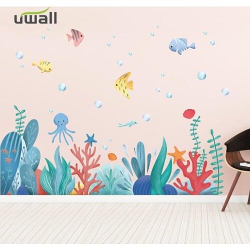 Creative Underwater World Cute Seaweed Baseboard Wall Stickers For Kids Room Home Decor Wall Decoration Self-adhesive Sticker