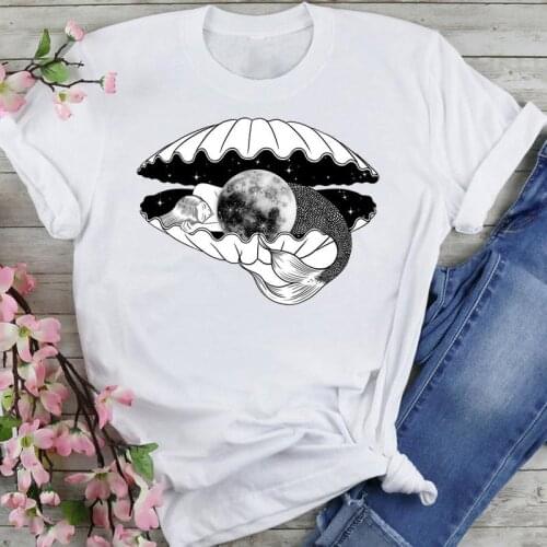 Women Sweet 90s Beach Holiday Travel Cute Cartoon Summer Fashion Print Short Sleeve Lovely Clothes Tops Tees Tshirt T-Shirt