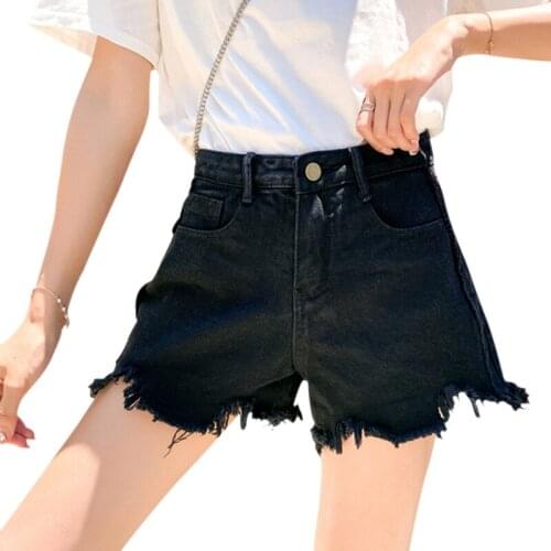 2020 Summer Women Denim Shorts Short Pants With Pockets High Waist Jean Shorts Casual Women Irregular Frayed Short Jeans