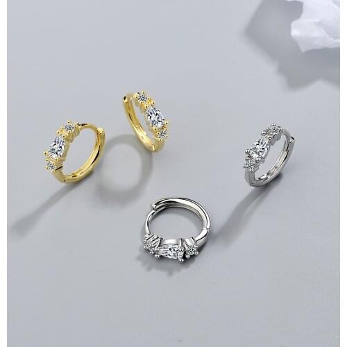 Modern Womens Earrings 2021 925 Sterling Silver Blue Crystal Circle Hoop Earring For Women Wedding Minimalism Fine Ear Jewelry