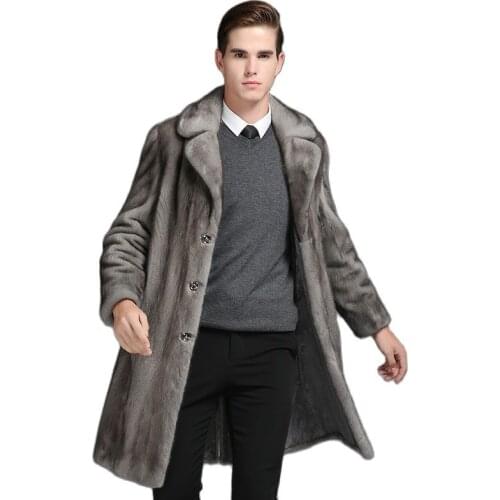 S-5XL New Fashion Male Faux Fur Coat High Imitation Mink fur Coat Winter mens clothing Long Trench Coat