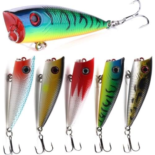 1pc Fishing Lure 6cm Fishing Tackle 6.3g Popper Lure Wobblers 5 Color Fishing Bait 6# Hook With 3D Eyes
