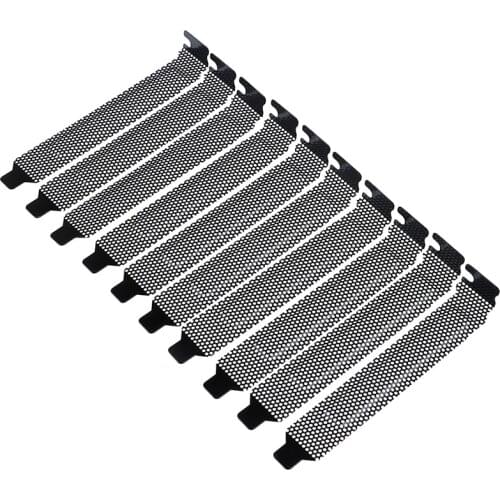 10pcs/pack Black Hard Steel Dust Filter Blanking Plate PCI Slot Cover With Screws