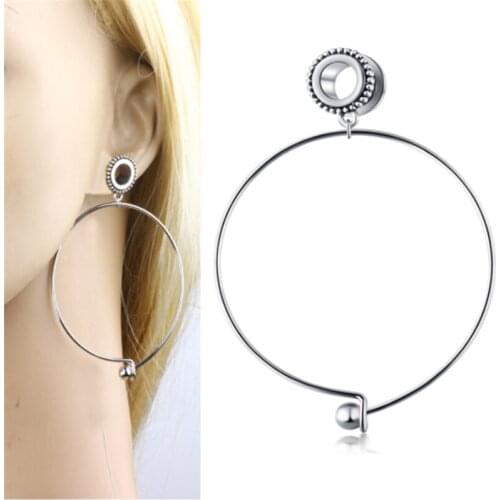 2PCS Stainless Steel Big Circle Ear Plugs Tunnels Flesh Expansions Piercing Exaggerated Earring Gauges Women Sexy Body Jewelry