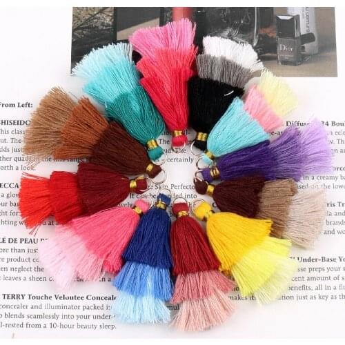 2Pcs/Lot 6cm Cotton Tassels Charm 3 layer Gradient Fringe DIY Earring Finding Pendant For Jewelry Making Bag Garments Decoration