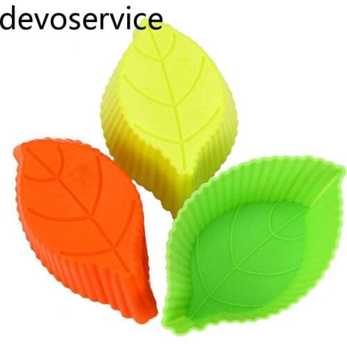 3PCS/Lot Leaf Design Muffin Cup Silicone Moulds Cupcake Liner Soap Mould Tray Forma De Silicone Cake Decorating Tools Bakeware