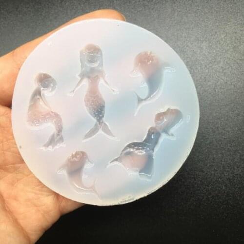 3D 1pcs Mermaid Girl dolphin Liquid silicone Resin Mould handmade DIY Jewelry Making tool epoxy necklace pendant lanugo resin