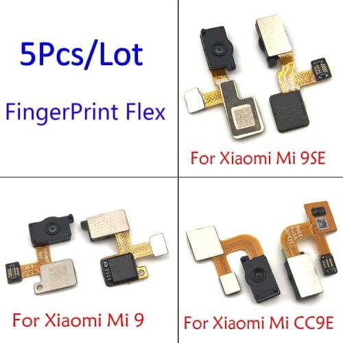 5Pcs，New Fingerprint Ribbon Touch ID Sensor Home Menu Button Flex CableFor Xiaomi Mi9 Mi 9 Se 9Se / Mi A3 CC 9E CC9e Home Button