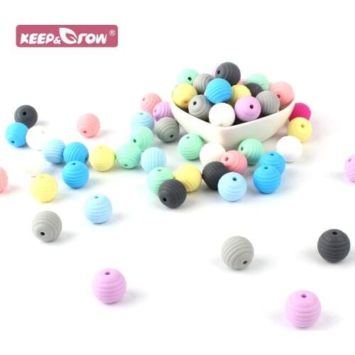 Keep&Grow 50pcs Silicone Screw Thread Beads Round Spiral Beads Baby Teethers Product Pacifier Chain Accessories BPA Free Toys