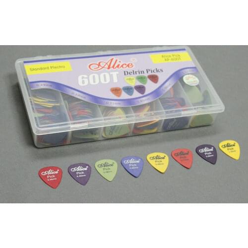 600T Box-packed Strong Delrin Acoustic Electric Guitar Bass Picks Standard Plectra 0.49/0.58/0.71/0.89/0.98/1.12mm