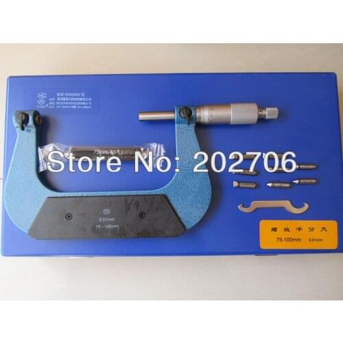 75-100mm thread micrometer caliper Screw Thread Micrometer including measuring anvils