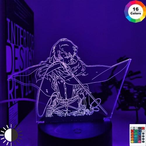 Anime Attack on Titan 3d Lamp Levi Ackerman light for Bedroom Decoration Kids Gift Attack on Titan LED Night Light Levi