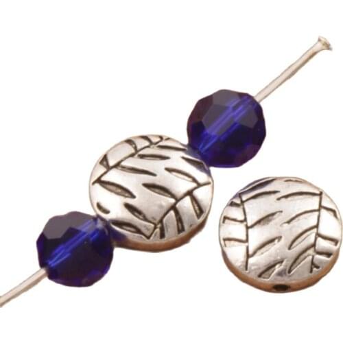 Bamboo Engraved Round Flat Beads 9.5x9.8mm 45pcs Zinc Alloy Metal Bead Spacers Jewelry Findings L635