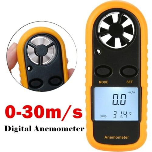 Digital Anemometer GM816 Mini Wind Speed Gauge Air Velocity Airflow Meter 0-30m/s -10~45C with LCD Back-light Display
