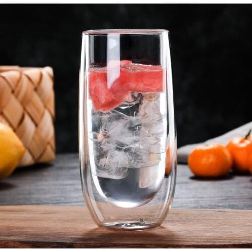350ml Double-layer Glass cup,Heat-Resistant Glass wine coffee Juice teacup Dinkware Home office Bar Party